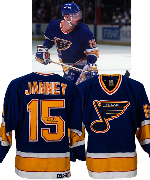 Craig Janneys 1993-94 St. Louis Blues Signed Game-Worn Jersey