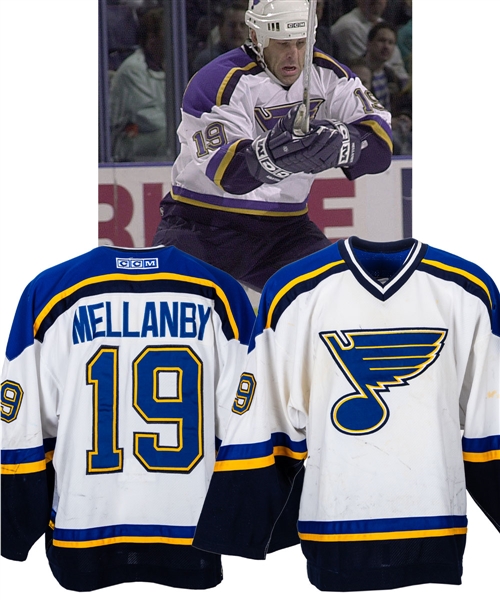 Scott Mellanbys 2001-02 St. Louis Blues Game-Worn Jersey - Nice Game Wear!