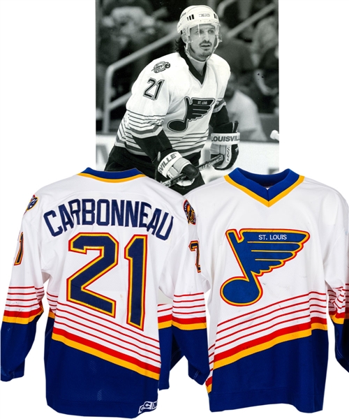 Guy Carbonneaus 1994-95 St. Louis Blues Game-Worn Jersey with His Signed LOA