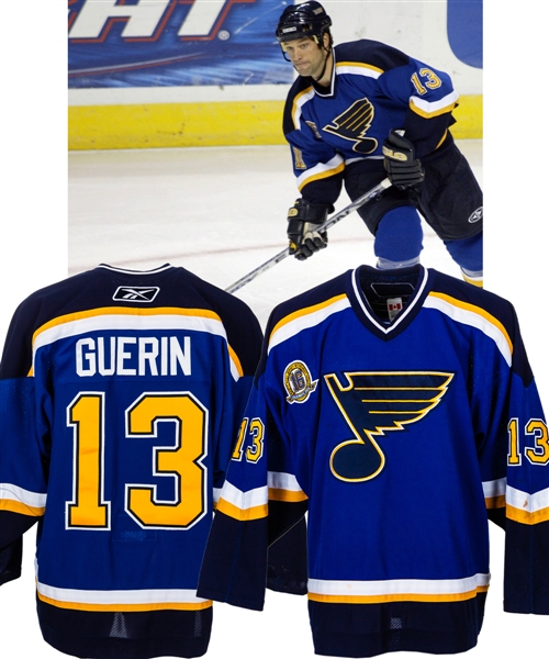 Bill Guerins 2006-07 St. Louis Blues Game-Worn Jersey with Team LOA - Brett Hull Jersey Retirement Night Patch!