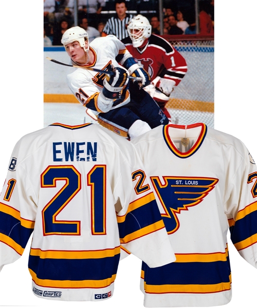 Todd Ewens 1987-88 St. Louis Blues Game-Worn Jersey - Barclay Plager Patch!