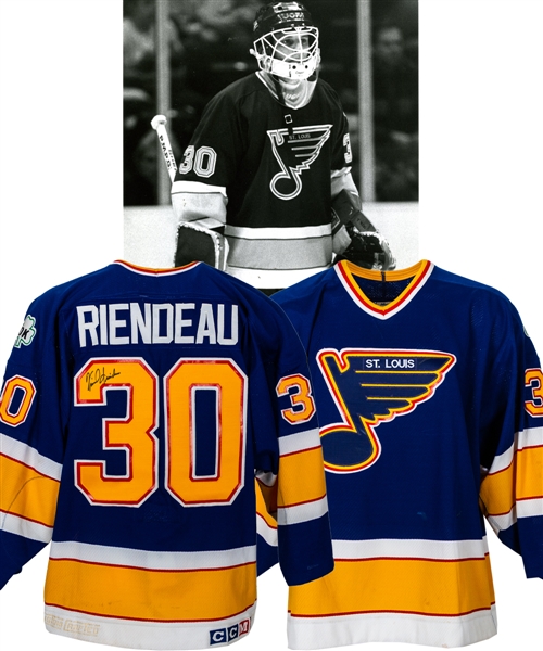 Vincent Riendeaus 1989-90 St. Louis Blues Signed Game-Worn Jersey - Dan Kelly Memorial Patch!