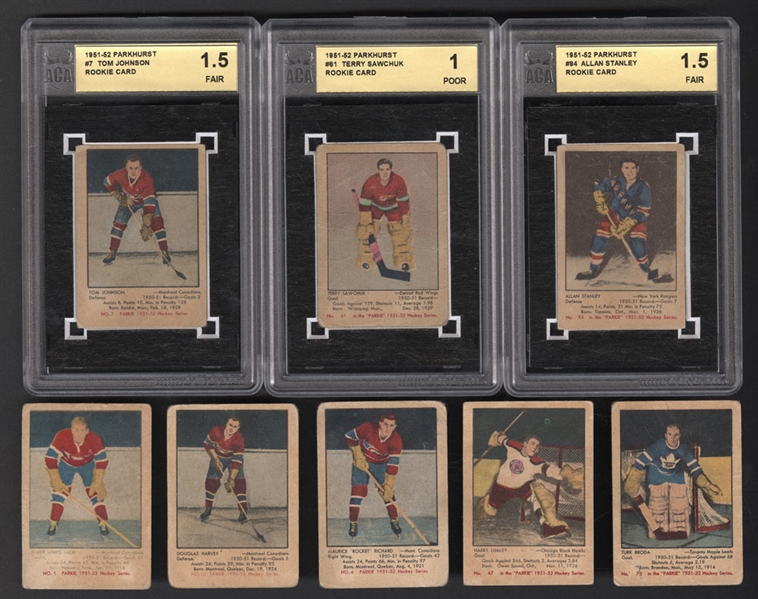1951-52 Parkhurst Hockey Cards (41) Including #4 HOFer Maurice Richard Rookie Card Plus 1952-53 Parkhurst Hockey Cards (6)