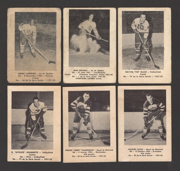 1951-52 Laval Dairy QSHL Hockey Card Starter Set (53/109) Including  #1 HOFer Jean Beliveau (Pre-Rookie) Plus 1951-52 Laval Dairy Update Hockey Cards (11)