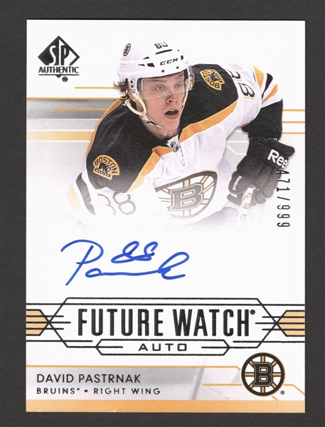 2014-15 SP Authentic Future Watch Auto Hockey Card #282 David Pastrnak Rookie (471/999)