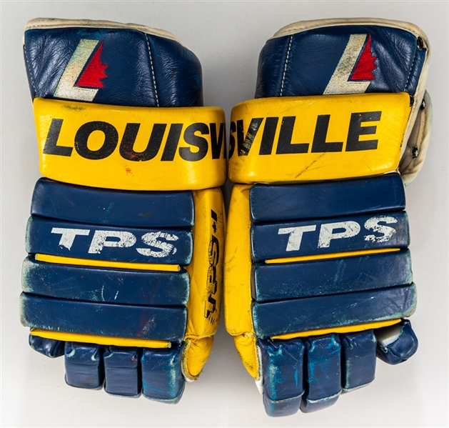 Pat LaFontaine’s Early-1990s Buffalo Sabres Louisville Game-Worn Gloves and 1997-98 New York Rangers Game-Worn Single Right Glove Plus Signed Photos (2) 