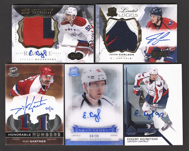 Washington Capitals Hockey Cards (42) Including Patches/Autographs/Rookies - Kuznetsov, Carlson, Gartner, Semin, Fehr