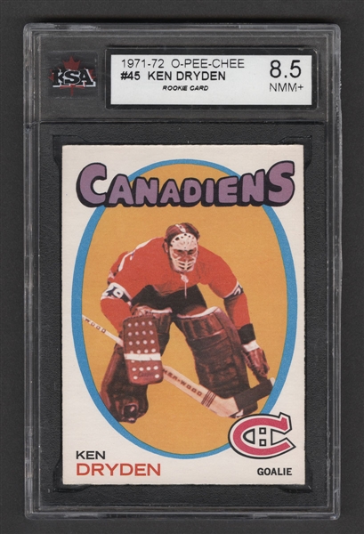 1971-72 O-Pee-Chee Hockey Card #45 HOFer Ken Dryden Rookie - Graded KSA 8.5