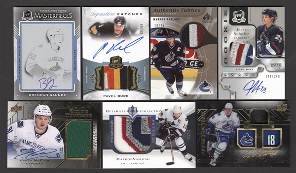 Vancouver Canucks Hockey Cards (47) Including Patches/Autographs/Rookies - Bure, Naslund, Horvat, McCann, Virtanen