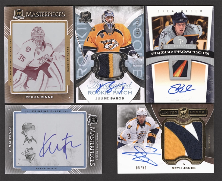 Nashville Predators Hockey Cards (28) Including Patches/Autographs/Rookies - Weber, Forsberg, Rinne, Suter, Jones, Saros