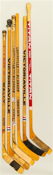 Vintage Game-Issued/Game-Used Hockey Sticks (6) Including Mid-to-Late-1970s Toronto Nats Game-Issued Stick from the Personal Collection of Norm Scully with His Signed LOA 