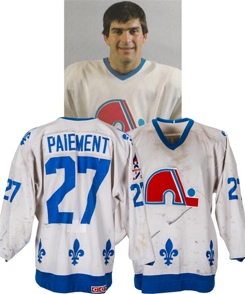 Wilf Paiements 1985-86 Quebec Nordiques Game-Worn Jersey with LOA - Rendez-Vous 87 Patch! - Nice Game Wear!