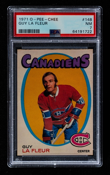 1971-72 O-Pee-Chee Hockey Card #148 HOFer Guy Lafleur Rookie - Graded PSA 7