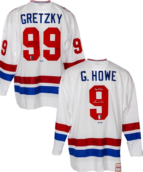 Wayne Gretzky and Gordie Howe Signed 1979 WHA All-Star Game Limited-Edition Jerseys #150/150 with WGA COAs