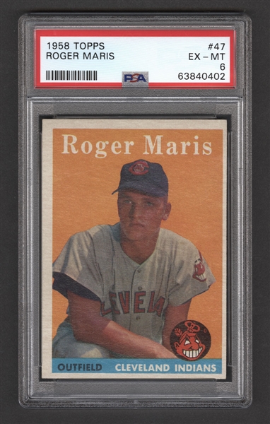 1958 Topps Baseball Card #47 Roger Maris Rookie - Graded PSA 6