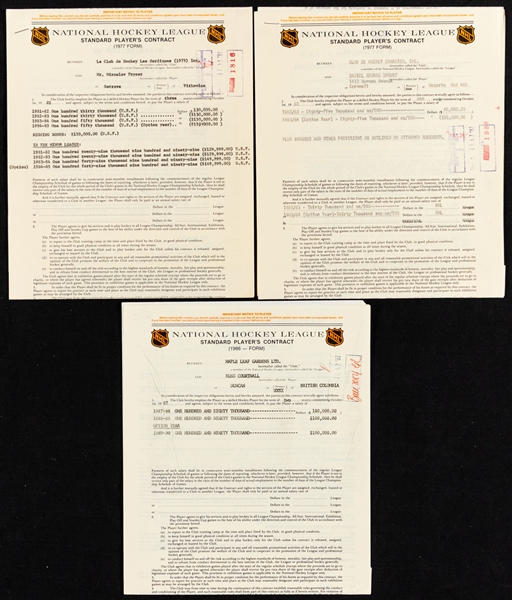 Toronto Maple Leafs 1980s Official NHL Standard Players Contract Collection of 3 including Russ Courtnall 