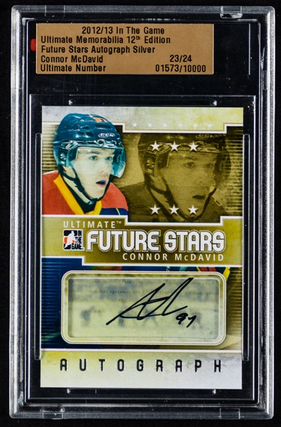2012-13 ITG Ultimate Memorabilia 12th Edition Future Stars Autograph Silver Hockey Card Connor McDavid (23/24)