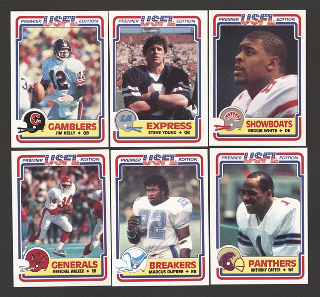 1984 Topps Football USFL Complete Set in Box with XRCs of Steve Young, Jim Kelly, Reggie White and Herschel Walker