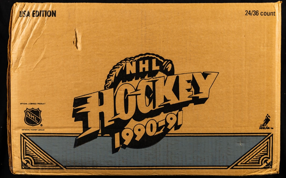 1990-91 Upper Deck Hockey Low Series Factory Sealed Case Containing 24 Unopened Boxes - Jaromir Jagr, Mats Sundin, Mike Modano, Ed Belfour, Jeremy Roenick and Curtis Joseph Rookie Card Year