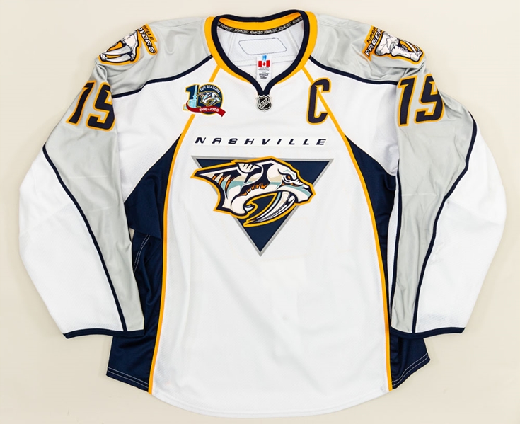 Jason Arnotts 2007-08 Nashville Predators Game-Worn Captains Jersey with LOA - Team Repair! - 10th Season Patch!