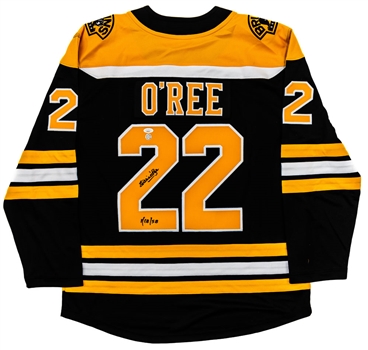 HOFer Willie ORee Signed Boston Bruins Jersey with 1/18/58 First NHL Game Annotation - JSA Certified