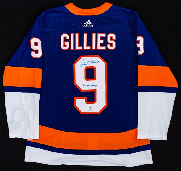 Deceased HOFer Clark Gillies Signed New York Islanders Captain’s Jersey with “4X SC Champ” Inscription – COA 