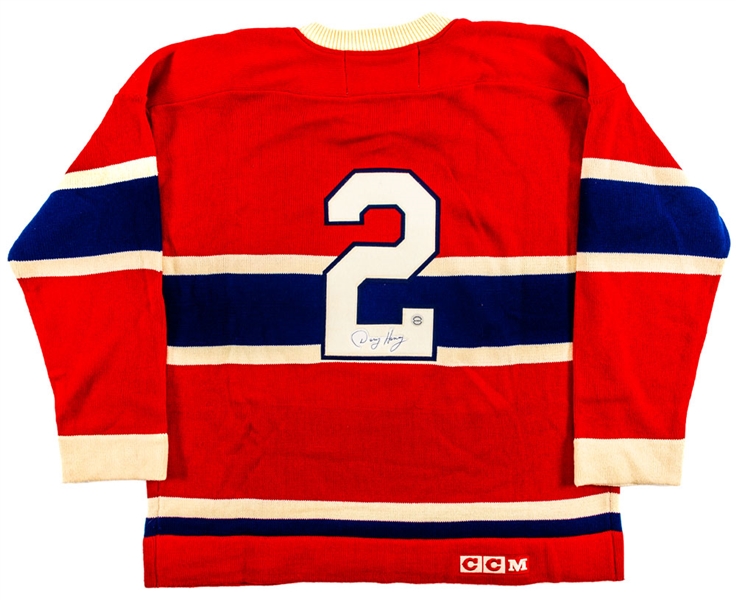 Deceased HOFer Doug Harvey Montreal Canadiens CCM Vintage Hockey Jersey with Embedded Signature - JSA LOA