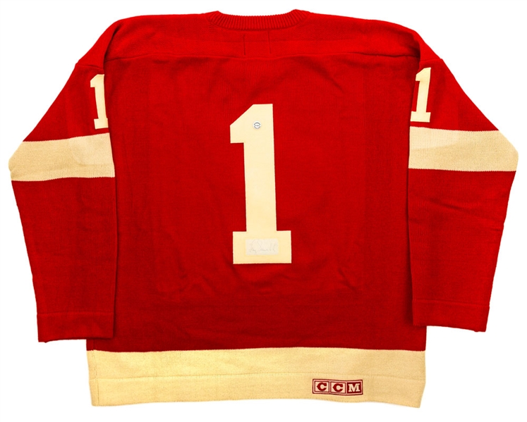 Deceased HOFer Terry Sawchuk Detroit Red Wings CCM Heritage Sweater Hockey Jersey with Embedded Signature - JSA LOA