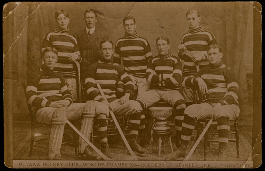 Ottawa Silver Seven 1905 Stanley Cup Champions Team Photo Postcard Including HOFers Frank McGee, Rat Westwick, Harvey Pulford, Alfie Smith and Billy Gilmour