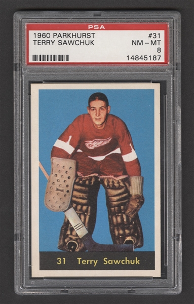 1960-61 Parkhurst Hockey Card #31 HOFer Terry Sawchuk - Graded PSA 8