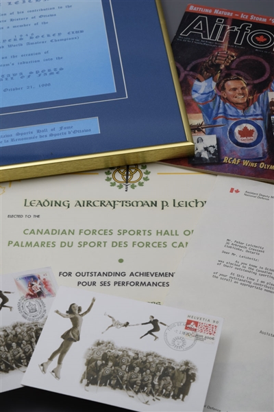 Julius "Pete" Leichnitzs Canadian Armed Forces and Ottawa Sports Hall of Fame Induction Certificates and Memorabilia Collection with LOA