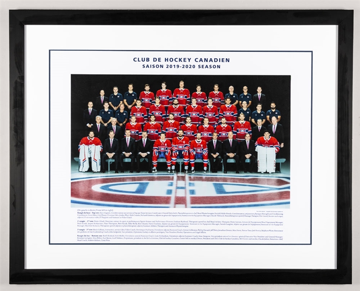 Montreal Canadiens 2019-20 Team Photo Framed Display from the Montreal Canadiens Archives (31 ½” x 39 ½”) 