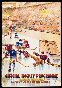 November 15th 1930 Arena Gardens Program - Toronto Maple Leafs vs New York Americans