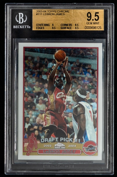 2003-04 Topps Chrome Basketball Card #111 LeBron James Rookie - Graded Beckett 9.5