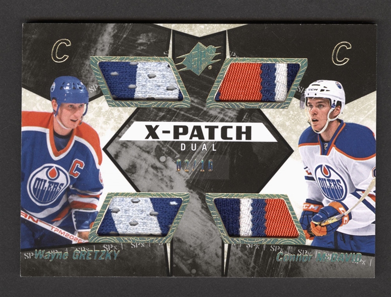 2015-16 Upper Deck SPx X-Patch Dual Hockey Card #XD-MG Wayne Gretzky / Connor McDavid Rookie (02/10)