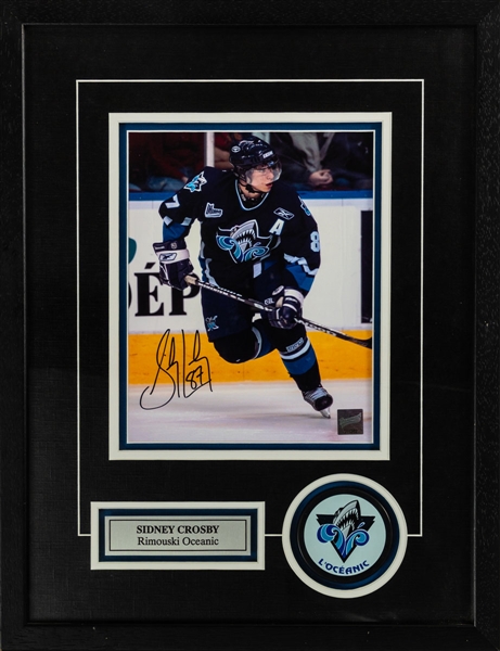 Sidney Crosby Signed Rimouski Oceanic Framed Photo Display with COA (15 ½” x 20”)