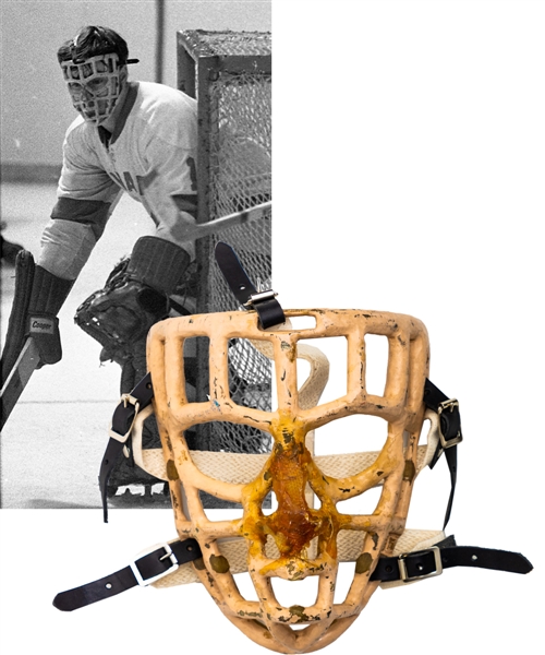 Wayne Stephensons Late-1960s Team Canada and Early-1970s St. Louis Blues Game-Worn Pretzel-Style Goalie Mask - Photo-Matched!