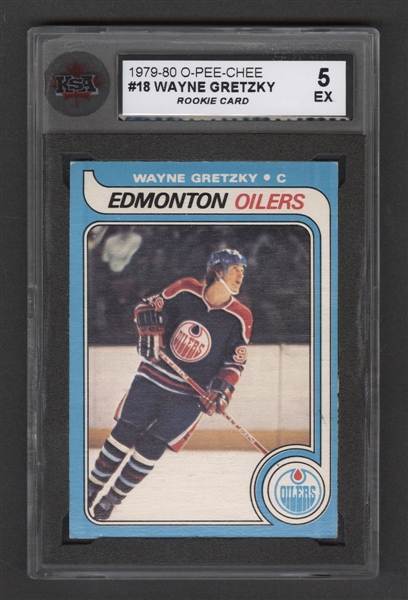 1979-80 O-Pee-Chee Hockey Card #18 HOFer Wayne Gretzky Rookie - Graded KSA 5