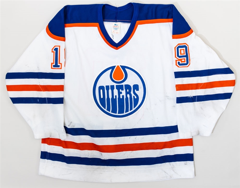 Anatoli Semenovs 1990-91 Edmonton Oilers Game-Worn Rookie Season Playoffs Jersey with LOA - Team Repairs! - Photo-Matched!