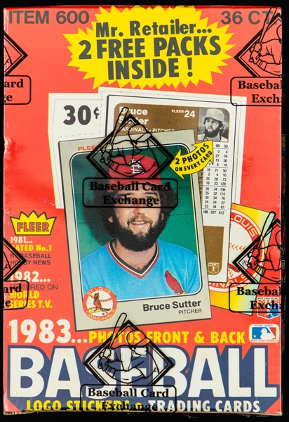 1983 Fleer Baseball Wax Box (38 Unopened Packs) - BBCE Certified - Tony Gwynn, Ryne Sandberg and Wade Boggs Rookie Card Year!