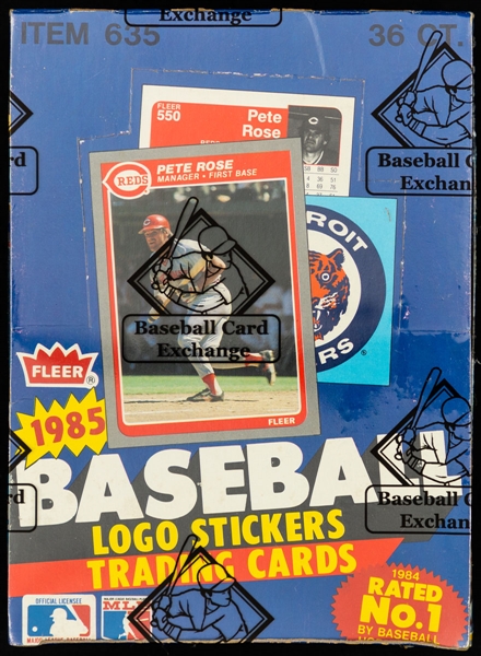 1985 Fleer Baseball Wax Box (36 Unopened Packs) - BBCE Certified - Kirby Puckett, Roger Clemens, Dwight Gooden, Orel Hershiser and Eric Davis Rookie Card Year!