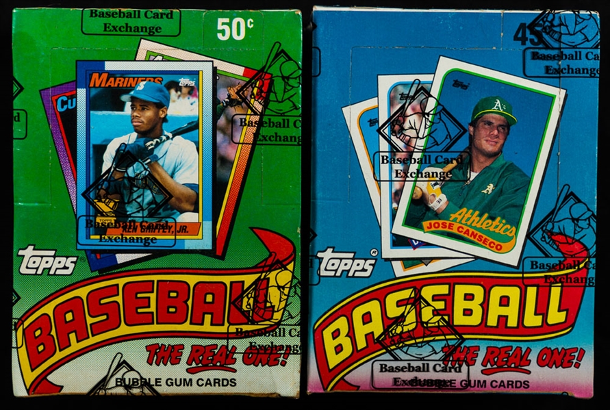 1989 Topps Baseball Wax Boxes (2 - BBCE Certified), 1989 Topps Baseball Partial Wax Boxes (2), 1989 Topps Baseball Test Cello Boxes (2) and 1990 Topps Baseball Wax Boxes (2 - BBCE Certified)