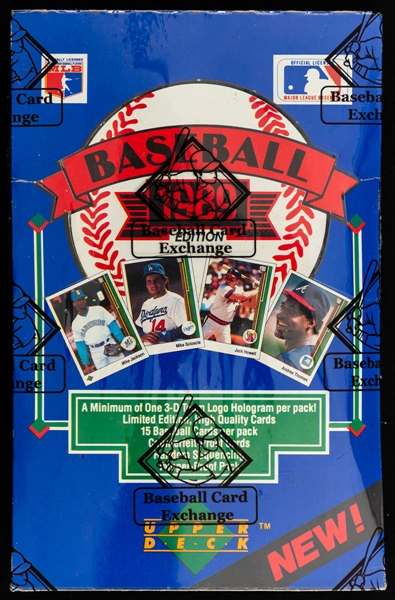 1989 Upper Deck Baseball Low Series Wax Box (36 Unopened Packs - BBCE Certified) and 1989 Upper Deck Baseball Low Series Partial Wax Box (18 Packs) - Ken Griffey Jr. Rookie Card Year!