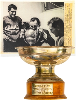 Michel Lagaces 1961 IIHF World Ice Hockey Championships Trophy with Family LOA 
