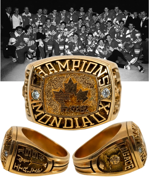 Michel Lagaces 1994 World Hockey Championships Team Canada 10K Gold Ring with Family LOA - Won Gold Medal!