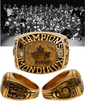 Michel Lagaces 1994 World Hockey Championships Team Canada 10K Gold Ring with Family LOA - Won Gold Medal!