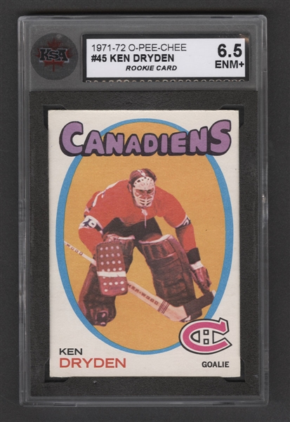 1971-72 O-Pee-Chee Hockey Card #45 HOFer Ken Dryden Rookie - Graded KSA 6.5