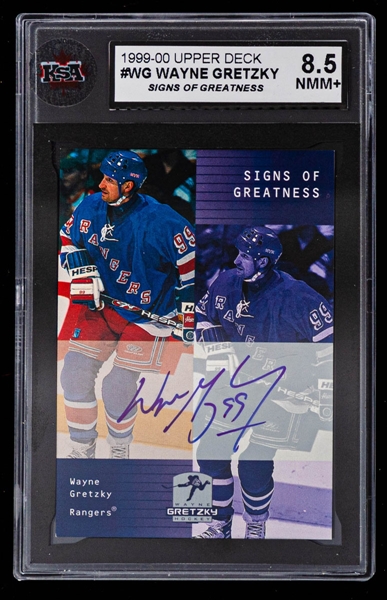 1999-2000 Upper Deck Signs of Greatness Signed Hockey Card #WG HOFer Wayne Gretzky - Graded KSA 8.5