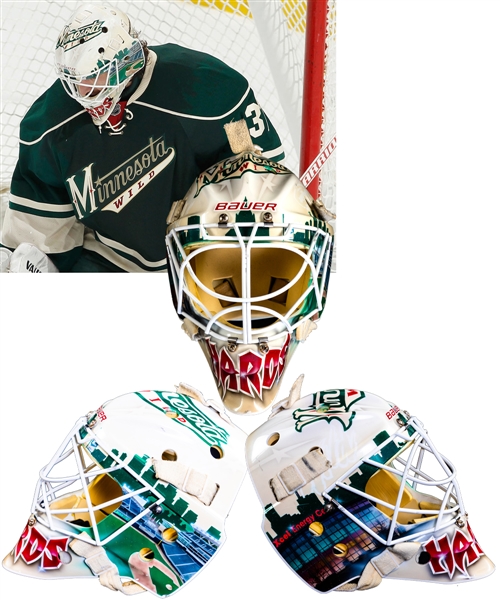 Josh Hardings 2012-13 Minnesota Wild Game-Worn Bauer Goalie Mask - Painted by Todd Miska – Photo-Matched to Stanley Cup Playoffs!