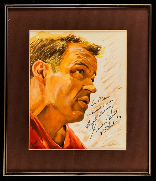 Deceased HOFer Gordie Howe Signed Carleton "Mac" McDiarmid Original Framed Painting